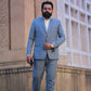 Royal Dull Blue Suiting Three Piece Coat