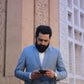 Royal Dull Blue Suiting Three Piece Coat