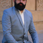Royal Dull Blue Suiting Three Piece Coat