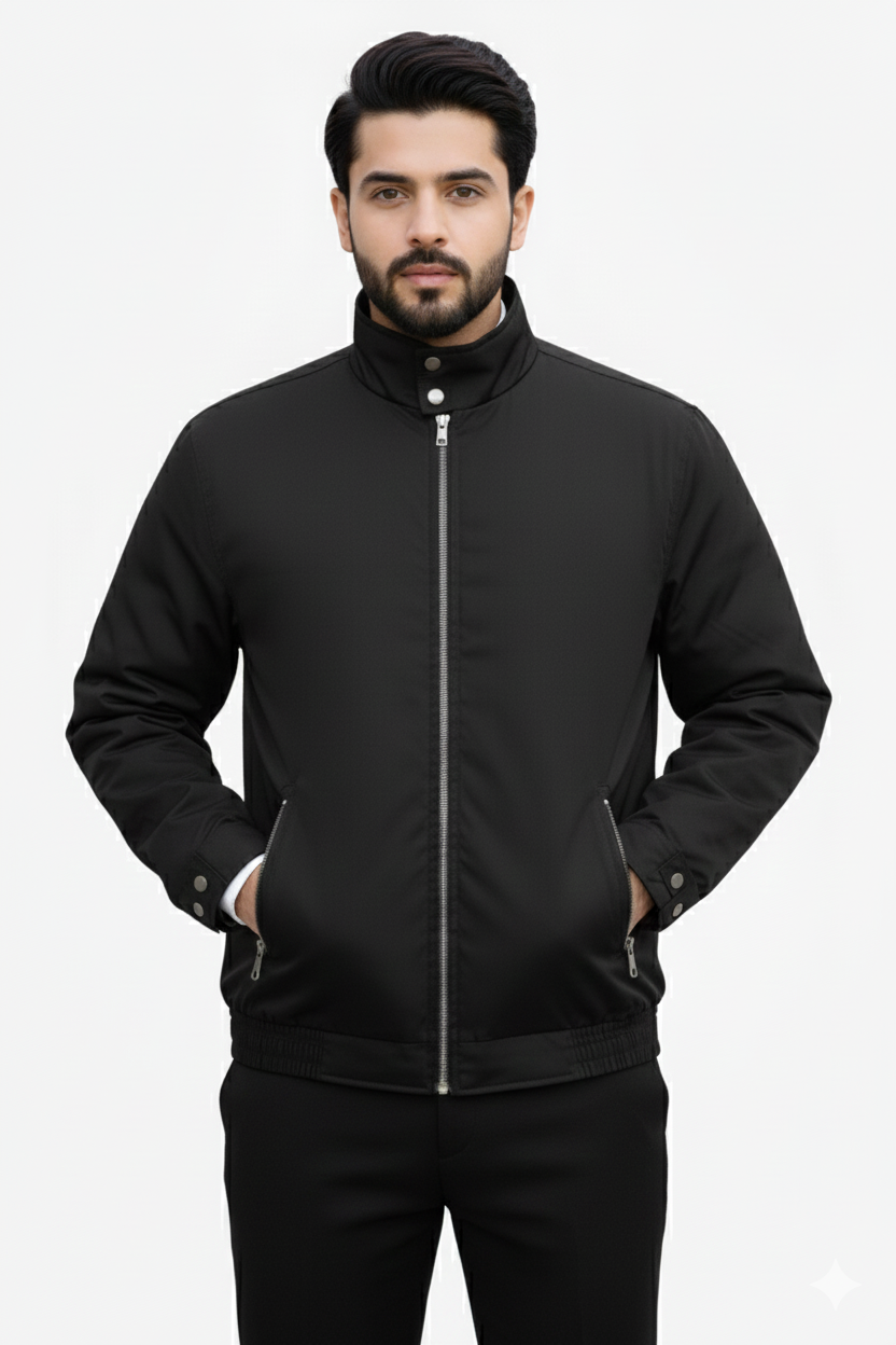 Donior Noir Heritage Zip Jacket-Men's Black Winter Jacket