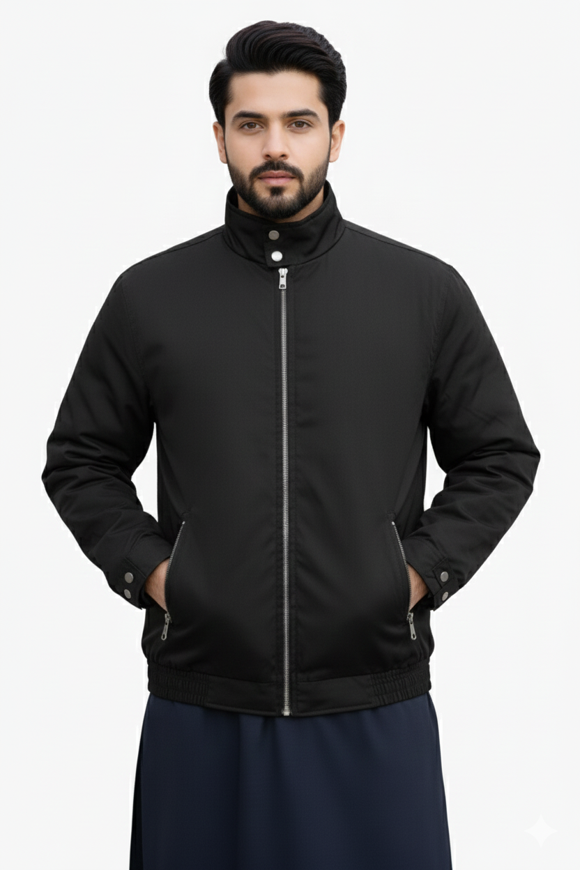 Donior Noir Heritage Zip Jacket-Men's Black Winter Jacket