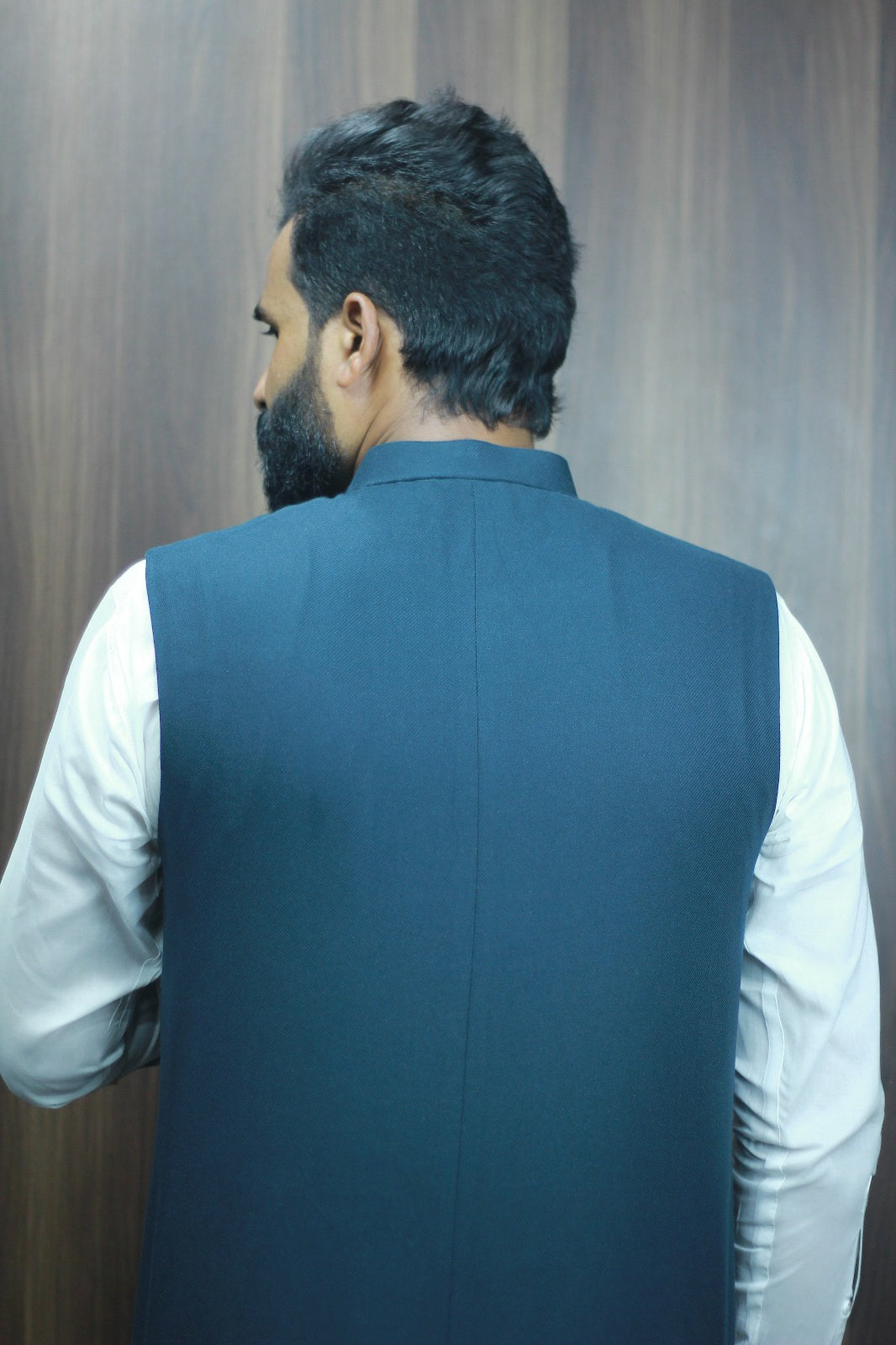 Donior's premium waistcoat navy blue texture