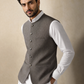 Donior Brownish Grey Gol Galla Suiting Waistcoat DW-13 | Premium Wrinkle-Free Men's Waistcoat