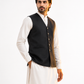 Donior Black V-Neck Suiting Waistcoat DW-12 for Men | Premium Wrinkle-Free Fabric