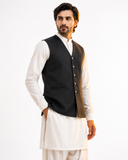Donior Black V-Neck Suiting Waistcoat DW-12 for Men | Premium Wrinkle-Free Fabric