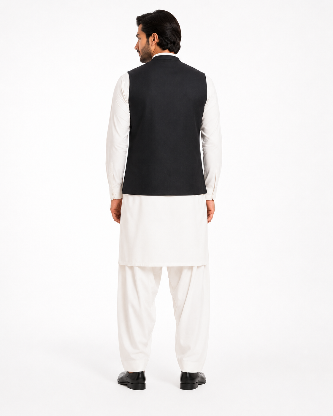 Donior Black V-Neck Suiting Waistcoat DW-12 for Men | Premium Wrinkle-Free Fabric