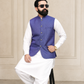 Purple Checkered Waistcoat | Premium Ethnic Formal Wear | Mandarin Collar | DW-23