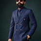 Navy Blue Double Breasted Coat Pant Suit for Men | 2-Piece Formal Double Press Suit – DDP-995
