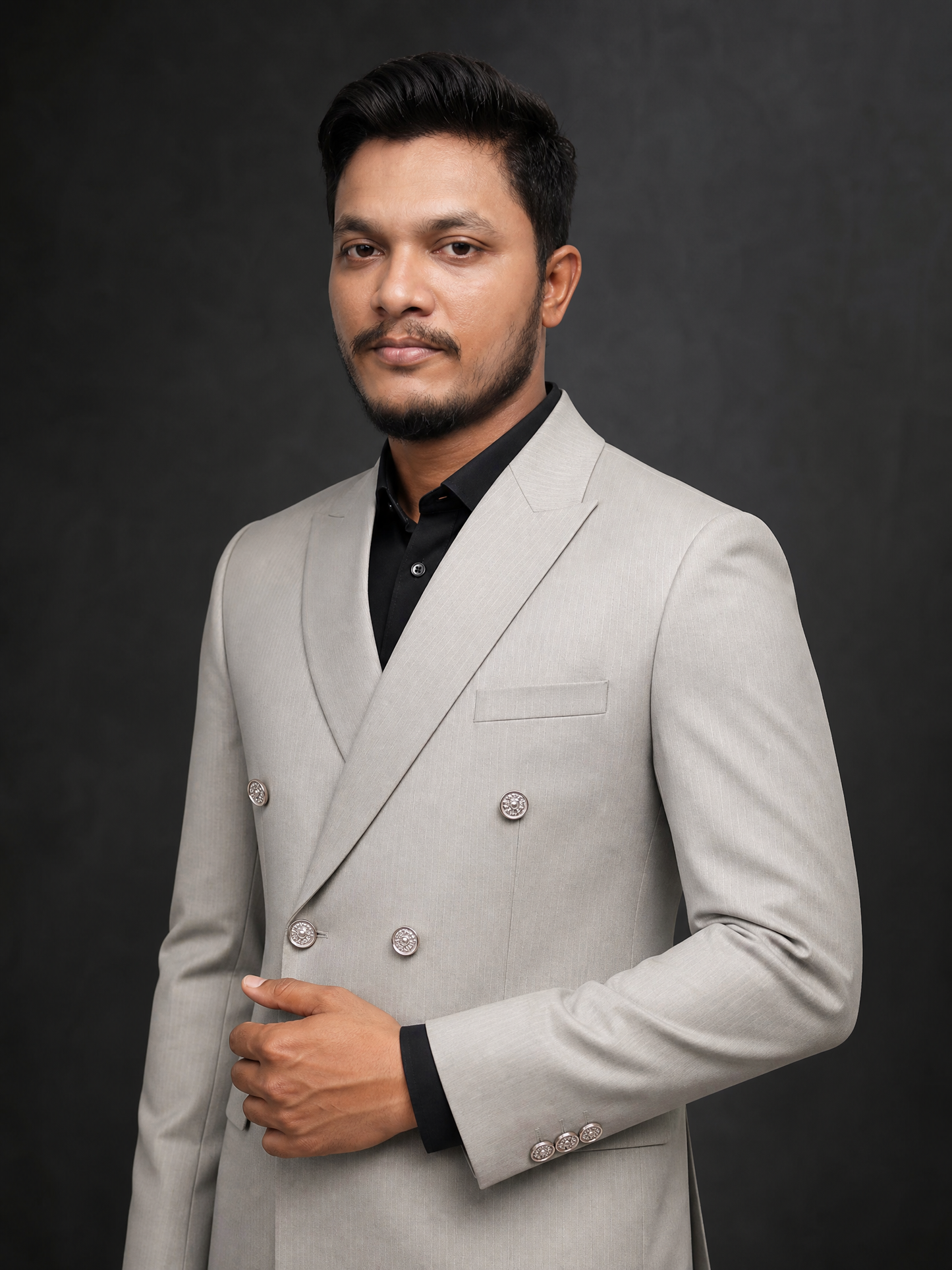 Light Grey Double Breasted Coat Pant Suit for Men | 2-Piece Formal Double Press Suit – DDP-1001