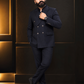 Dark Navy Blue Double Breasted Coat Pant Suit for Men | 2-Piece Formal Double Press Suit – DDP-991