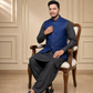 Navy Blue Textured Waistcoat | Premium Ethnic Formal Wear | Mandarin Collar | DW-22