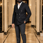 Donior Jeans Double Press Coat – Black Pinstripe Premium Suiting Blazer | DDC-100