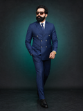 Navy Blue Double Breasted Coat Pant Suit for Men | 2-Piece Formal Double Press Suit – DDP-995