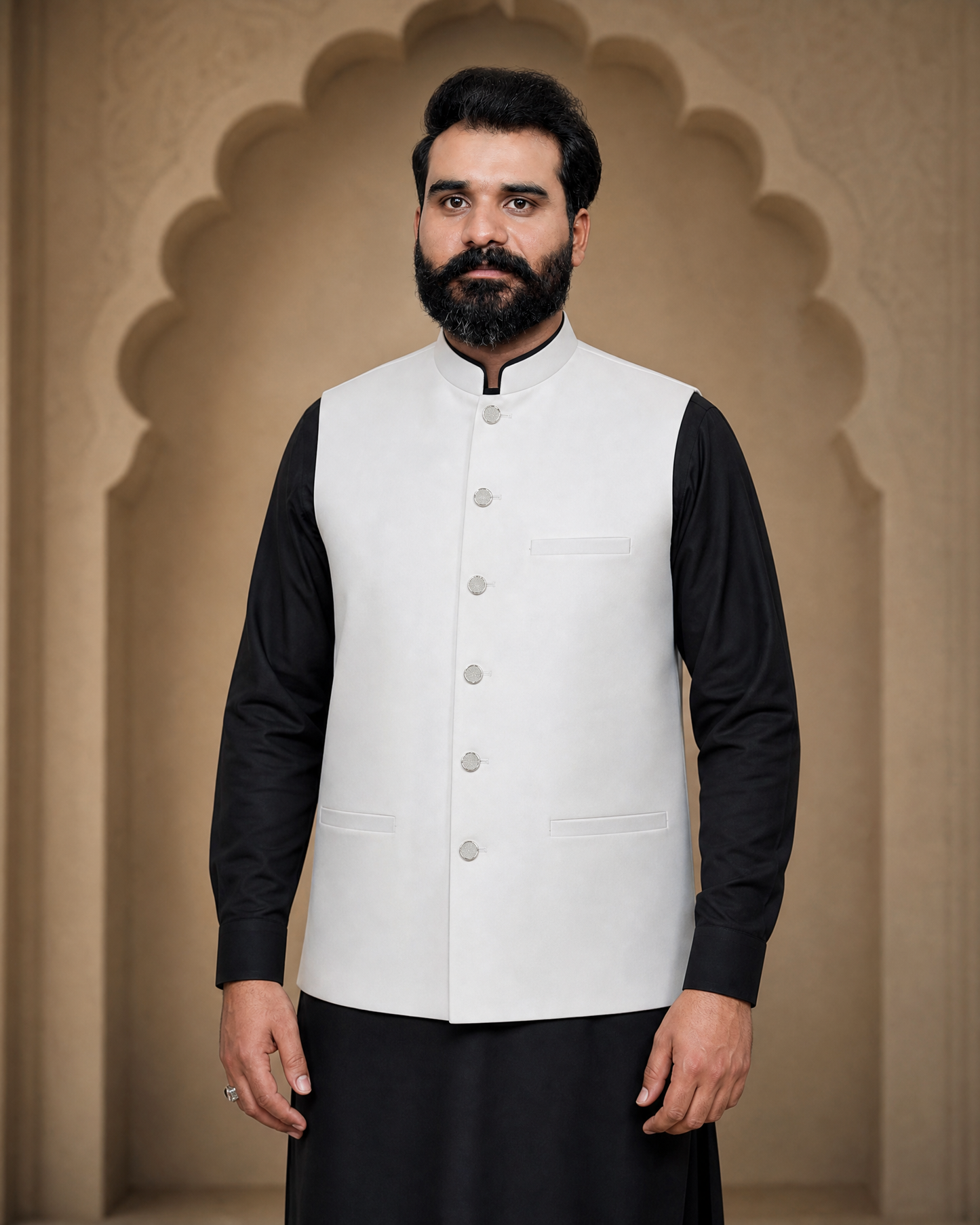 Luxury White Waistcoat for Men | Premium Suiting | Machine Washable Formal Wear | DW-19