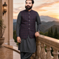Men's Mehroon Check Nehru Waistcoat | Donior DW-14