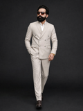 Beige Double Breasted Coat Pant Suit for Men | 2-Piece Formal Double Press Suit – DDP-997