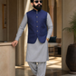 Navy Blue Textured Front Back Fused Collar Waistcoat for Men | Premium waistcoat – DW-15