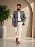 Donior Jeans Double Press Coat – Light Grey Pinstripe Premium Suiting Blazer | Article DDC-104