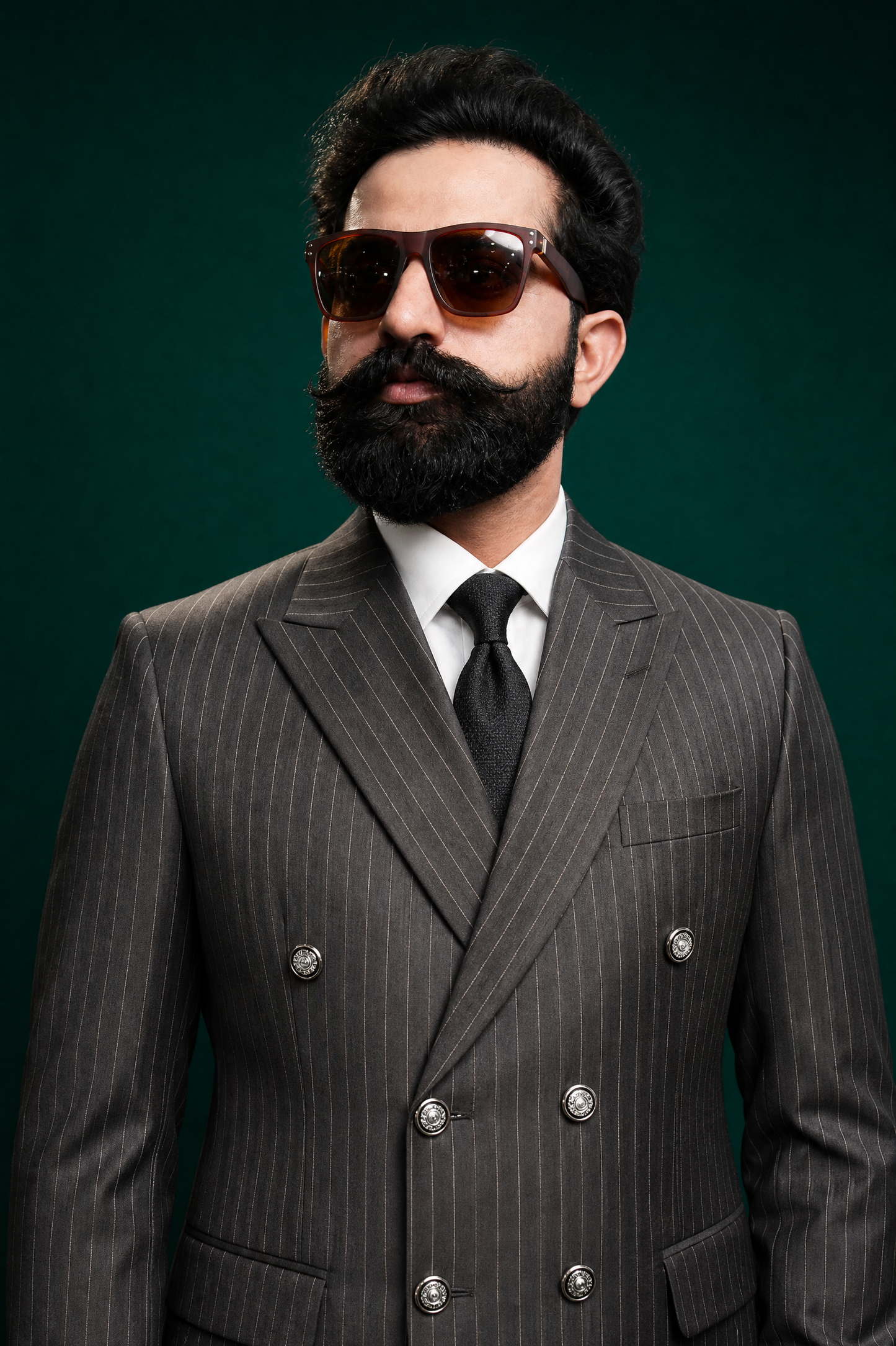 Dark Brown Pinstripe Double Breasted Coat Pant Suit for Men | 2-Piece Formal Double Press Suit – DDP-998