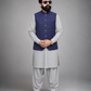 Navy Blue Textured Front Back Fused Collar Waistcoat for Men | Premium waistcoat – DW-15