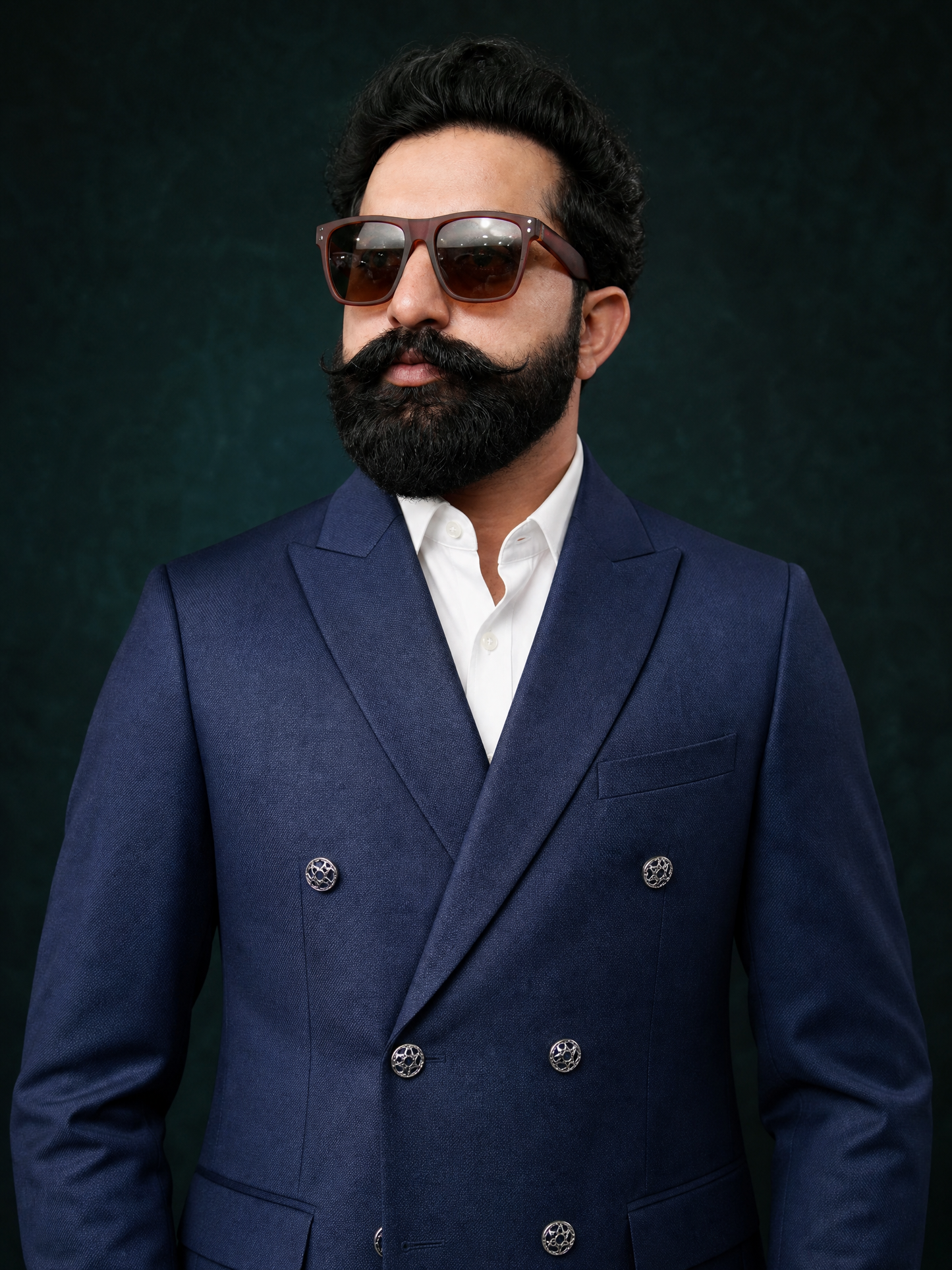 Navy Blue Double Breasted Coat Pant Suit for Men | 2-Piece Formal Double Press Suit – DDP-995