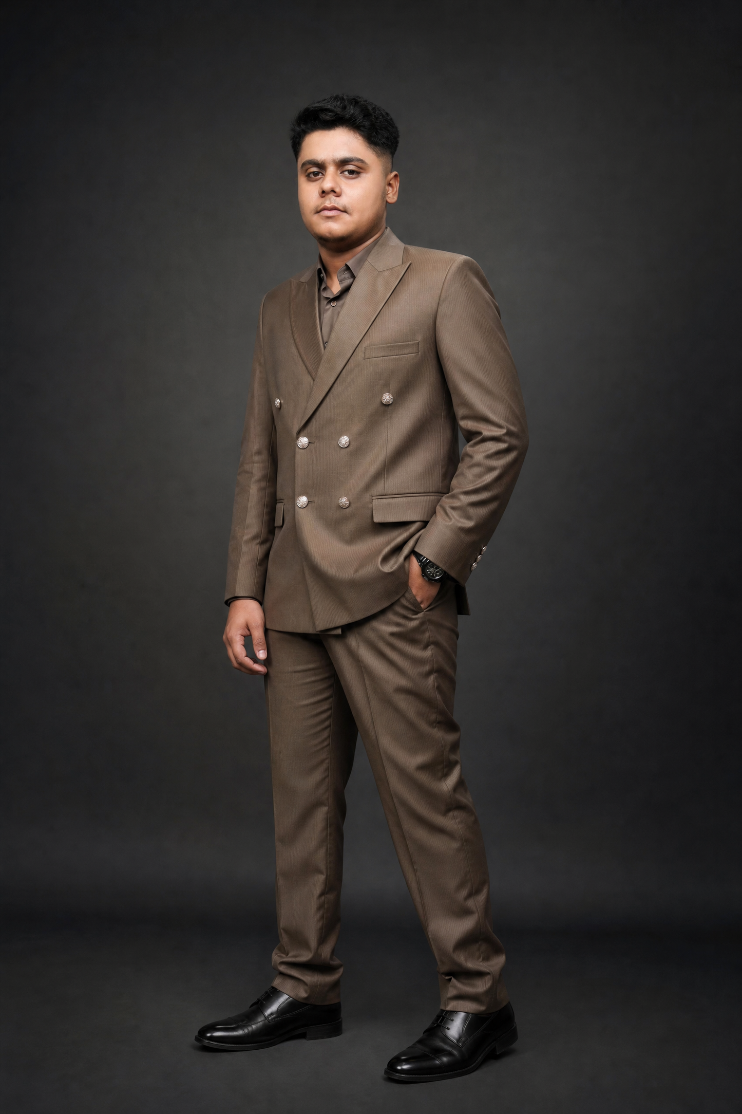 Taupe Brown Double Breasted Coat Pant Suit for Men | 2-Piece Formal Double Press Suit – DDP-999
