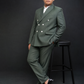 Olive Green Pinstripe Double Breasted Coat Pant Suit for Men | 2-Piece Formal Double Press Suit – DDP-992