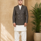 Donior Jeans Double Press Coat – Olive Brown Textured Premium Suiting Blazer | DDC-106