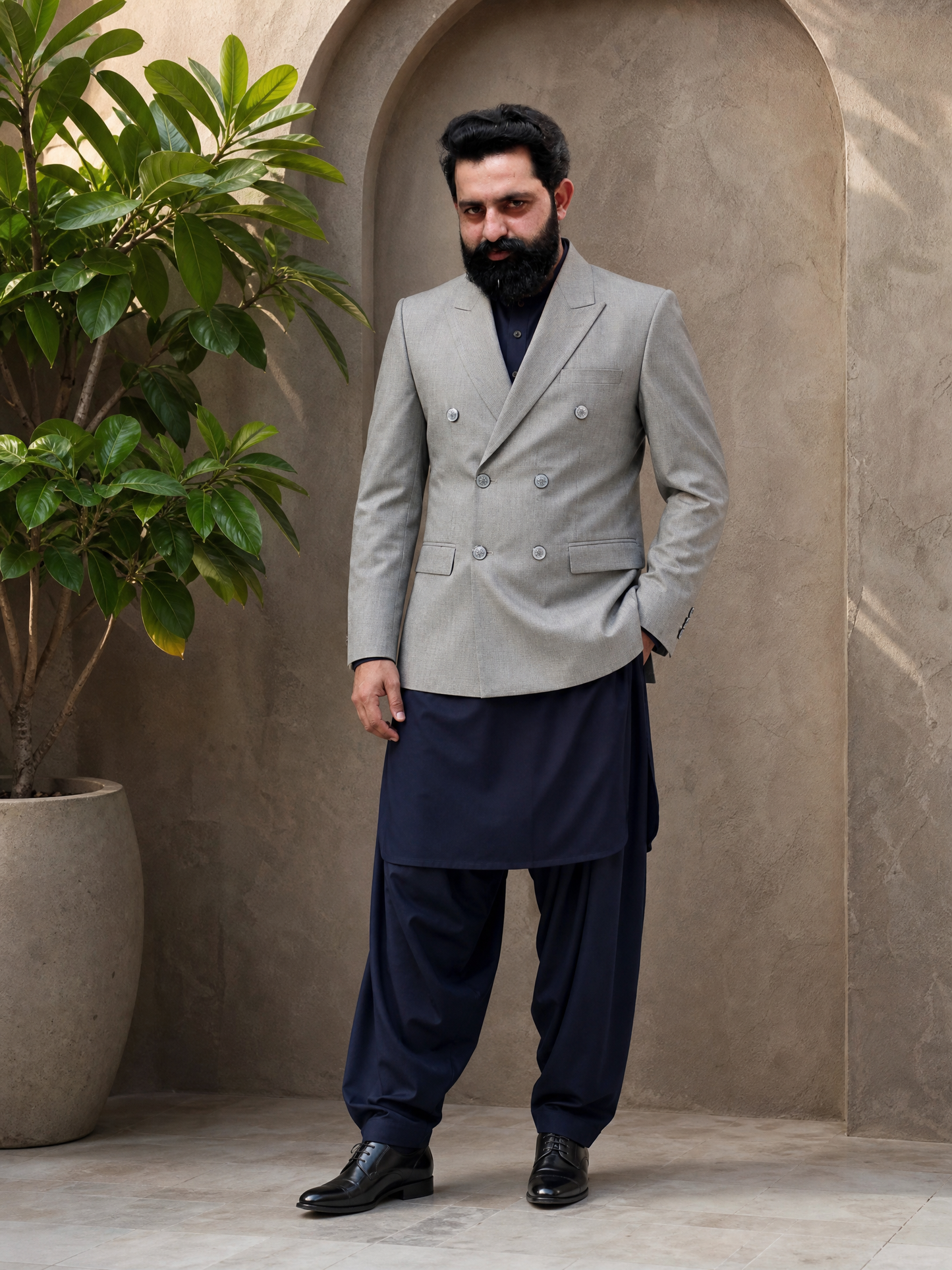 Donior Jeans Double Press Coat – Light Grey Premium Suiting Blazer | DDC-103
