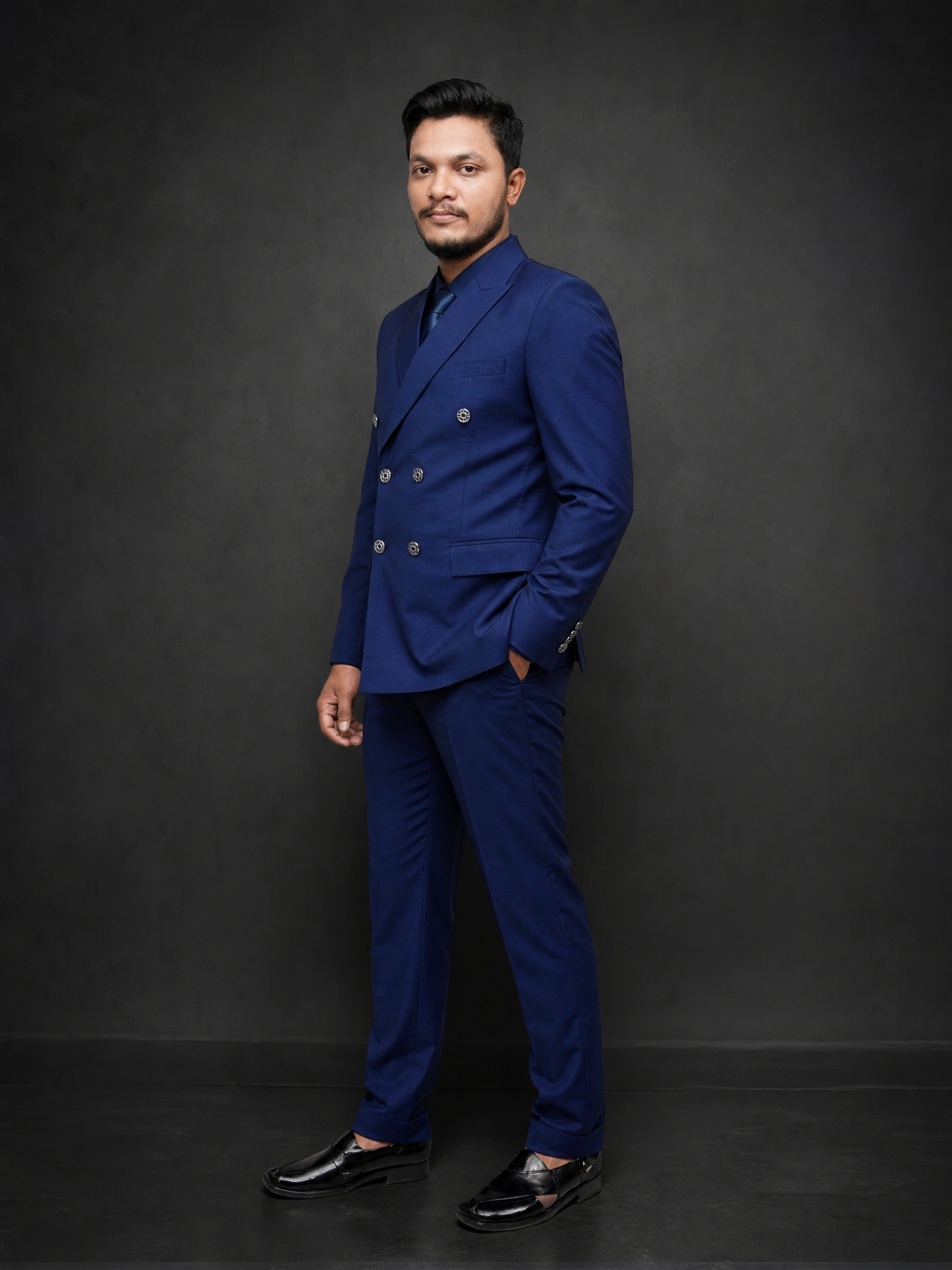 Royal Blue Double Breasted Coat Pant Suit for Men | 2-Piece Formal Double Press Suit – DDP-994