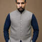 Grey Textured Nehru Collar Waistcoat for Men | Premium Formal Pakistani Vest – DW-17