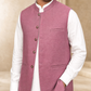 Dusty Rose mehroon Waistcoat | Premium Ethnic Formal Wear | Mandarin Collar | DW-24