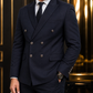 Dark Navy Blue Double Breasted Coat Pant Suit for Men | 2-Piece Formal Double Press Suit – DDP-991