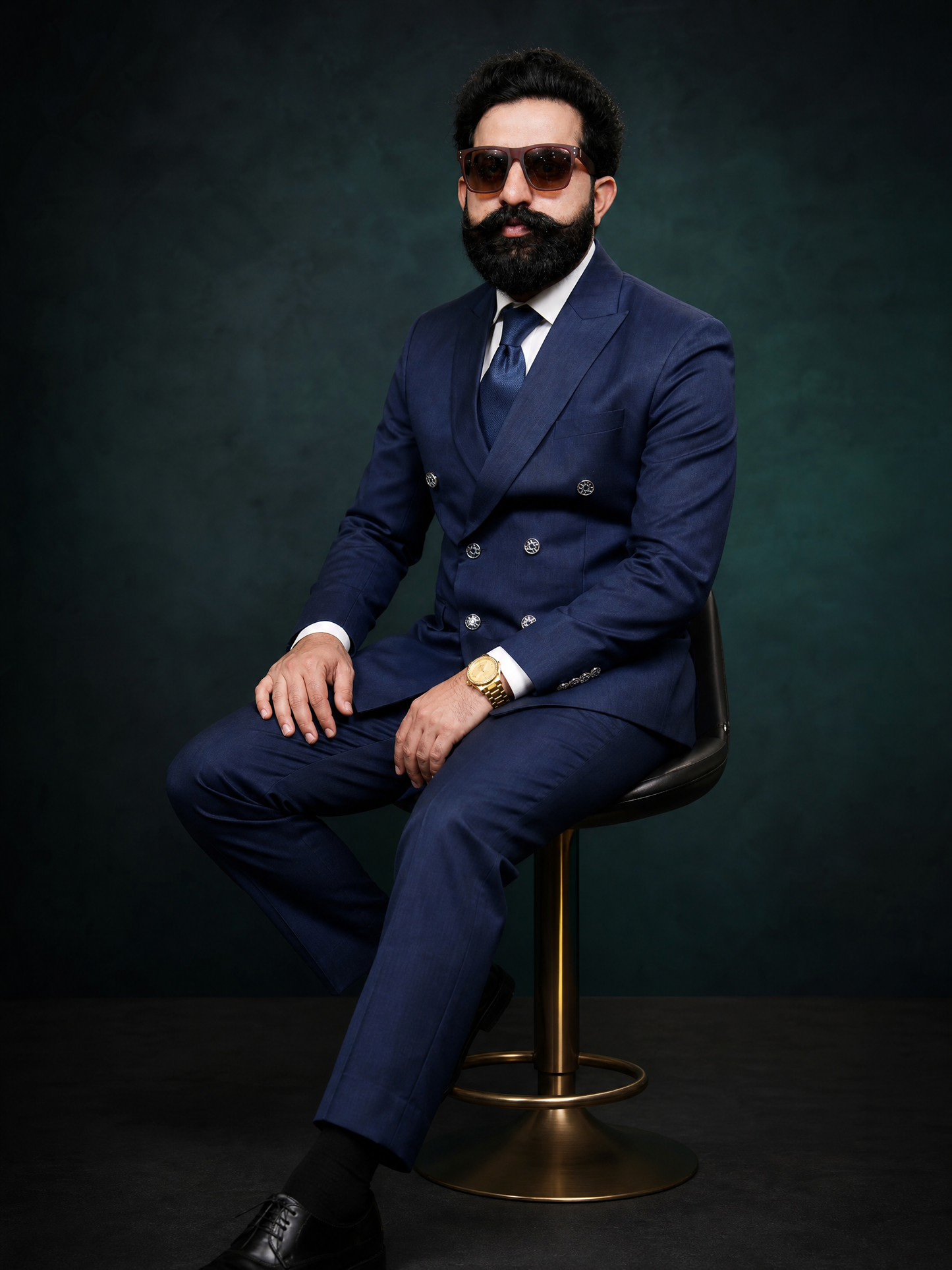 Navy Blue Double Breasted Coat Pant Suit for Men | 2-Piece Formal Double Press Suit – DDP-995