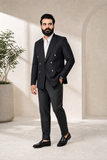 Donior Jeans Double Press Coat – Black Pinstripe Premium Suiting Blazer | DDC-100
