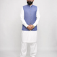 Steel Blue Textured Nehru Collar Waistcoat for Men | Premium Formal Pakistani Vest – DW-18