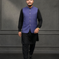 Royal Blue Textured Nehru Collar Waistcoat for Men | Premium Formal waistcoat – DW-16