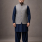 Grey Textured Nehru Collar Waistcoat for Men | Premium Formal Pakistani Vest – DW-17