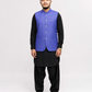 Royal Blue Textured Nehru Collar Waistcoat for Men | Premium Formal waistcoat – DW-16