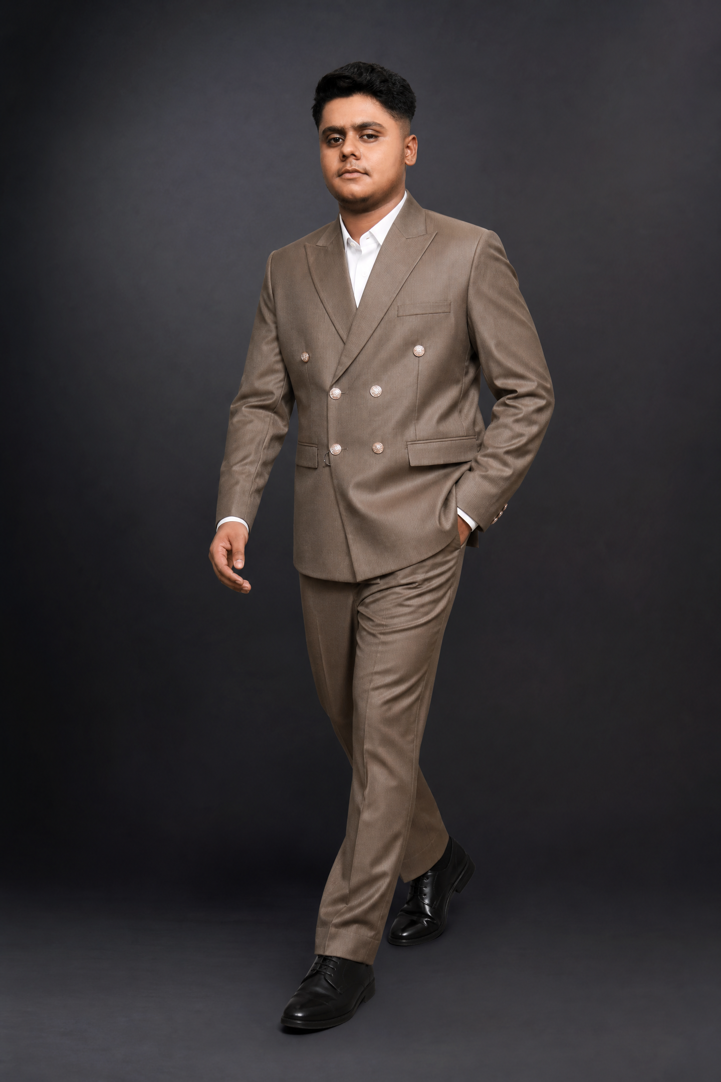 Taupe Brown Double Breasted Coat Pant Suit for Men | 2-Piece Formal Double Press Suit – DDP-999