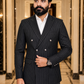 Donior Jeans Double Press Coat – Black Pinstripe Premium Suiting Blazer | DDC-100