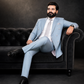 Powder Blue Pinstripe Double Breasted Coat Pant Suit for Men | 2-Piece Formal Double Press Suit – DDP-993