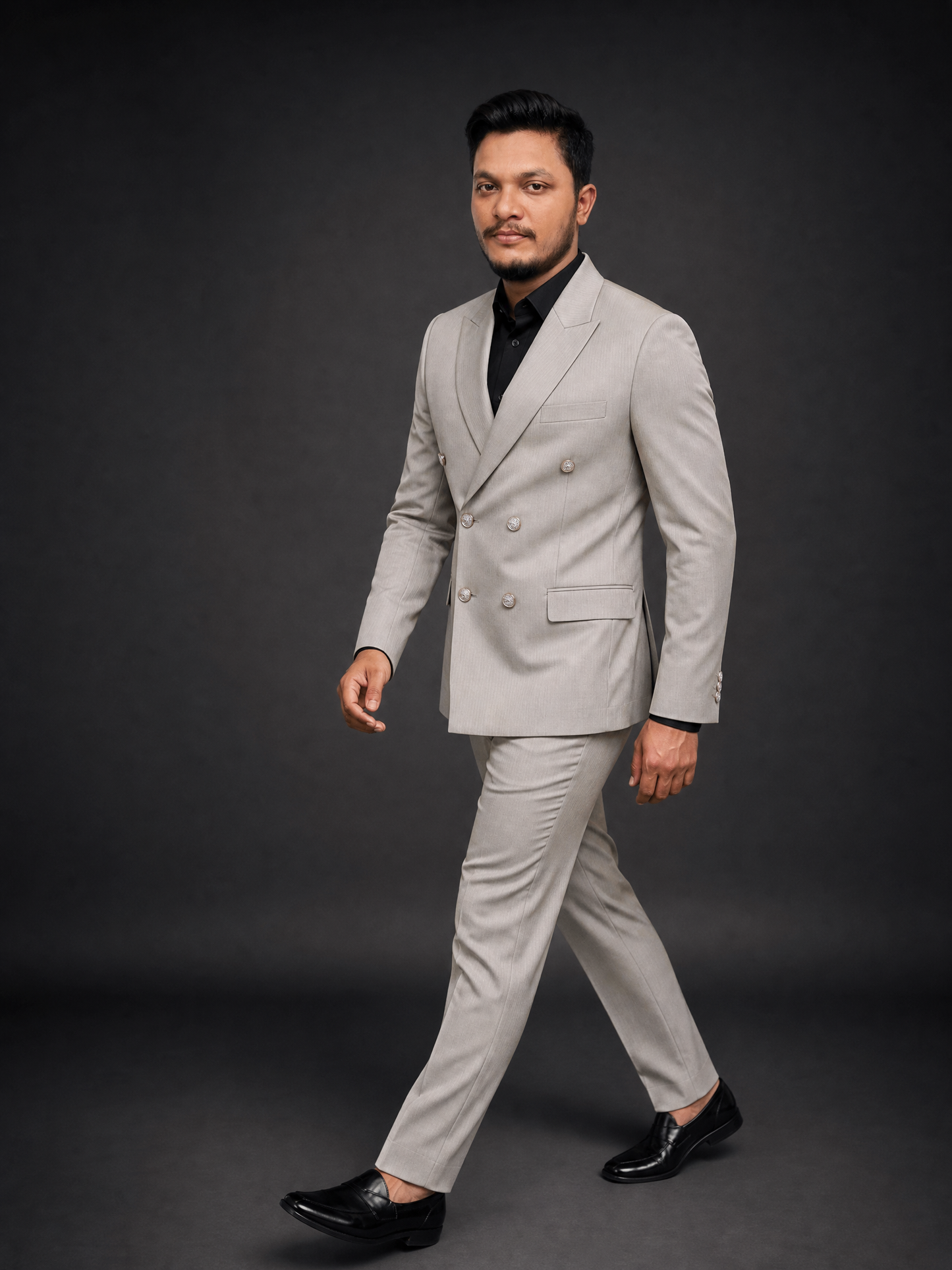 Light Grey Double Breasted Coat Pant Suit for Men | 2-Piece Formal Double Press Suit – DDP-1001