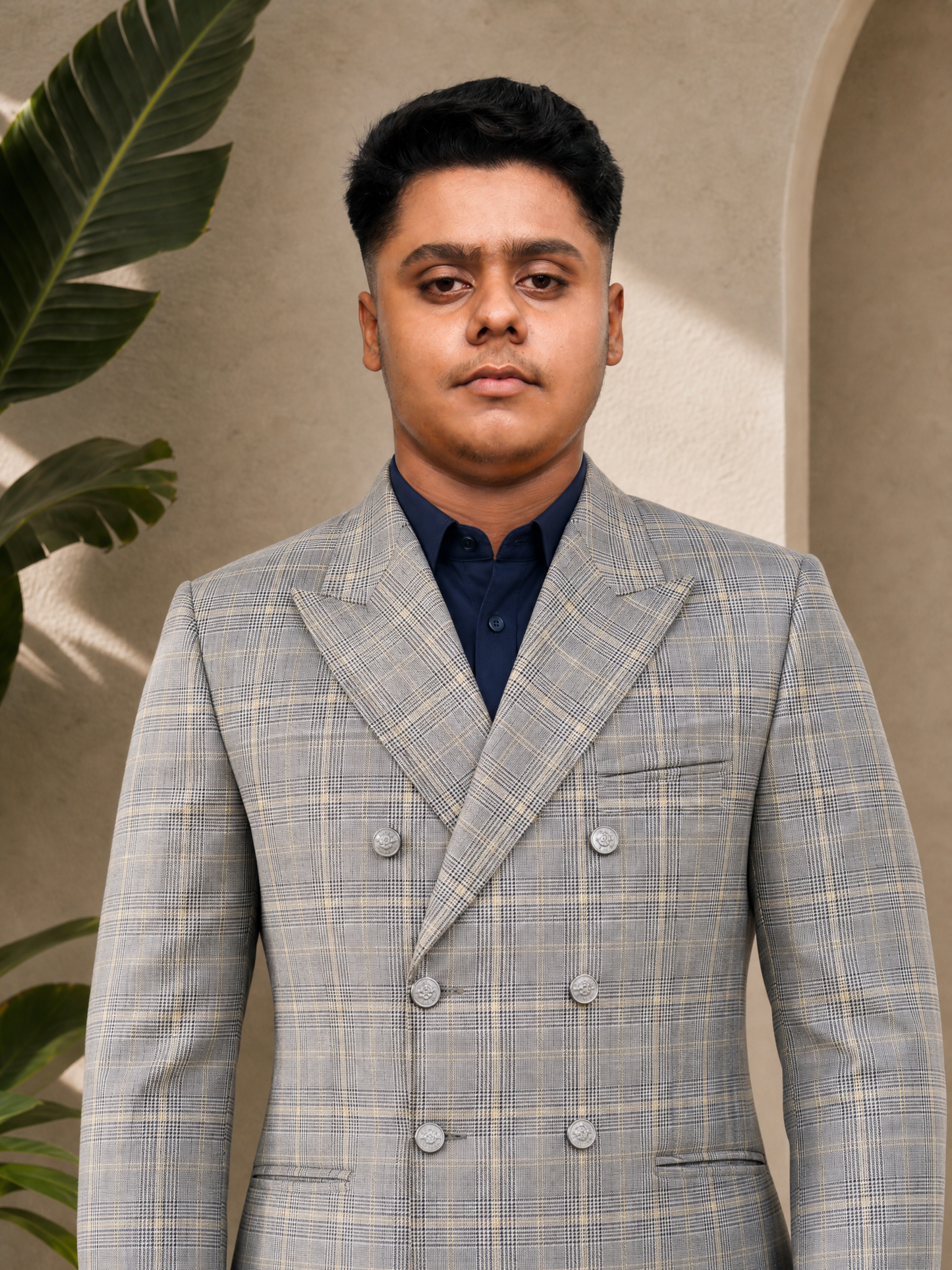Donior Jeans Double Press Coat – Grey Checkered Premium Suiting Blazer |  DDC-99