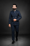 Navy Blue Pinstripe Double Breasted Coat Pant Suit for Men | 2-Piece Formal Double Press Suit – DDP-1000