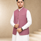 Dusty Rose mehroon Waistcoat | Premium Ethnic Formal Wear | Mandarin Collar | DW-24