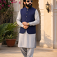 Navy Blue Textured Front Back Fused Collar Waistcoat for Men | Premium waistcoat – DW-15